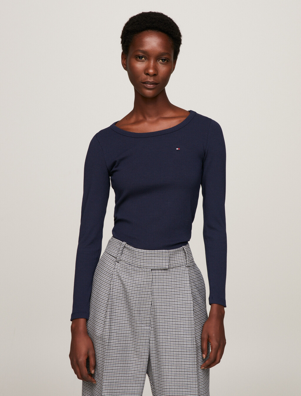 Ribbed Slim Fit Long Sleeve T-Shirt, Desert Sky, hi-res