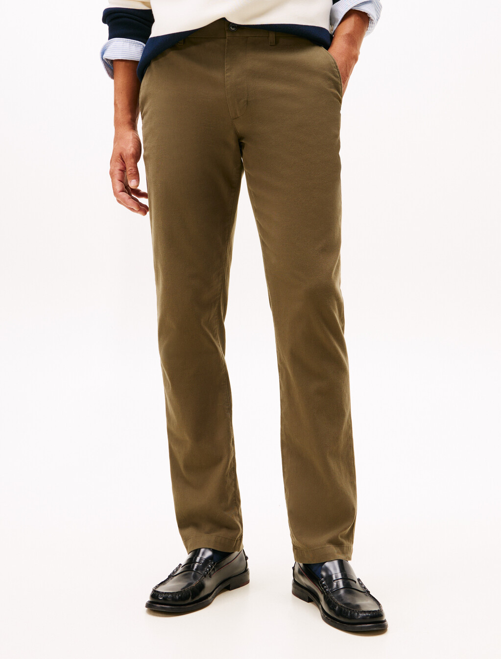 Denton 完整結構棉質斜紋長褲, Army Green, hi-res