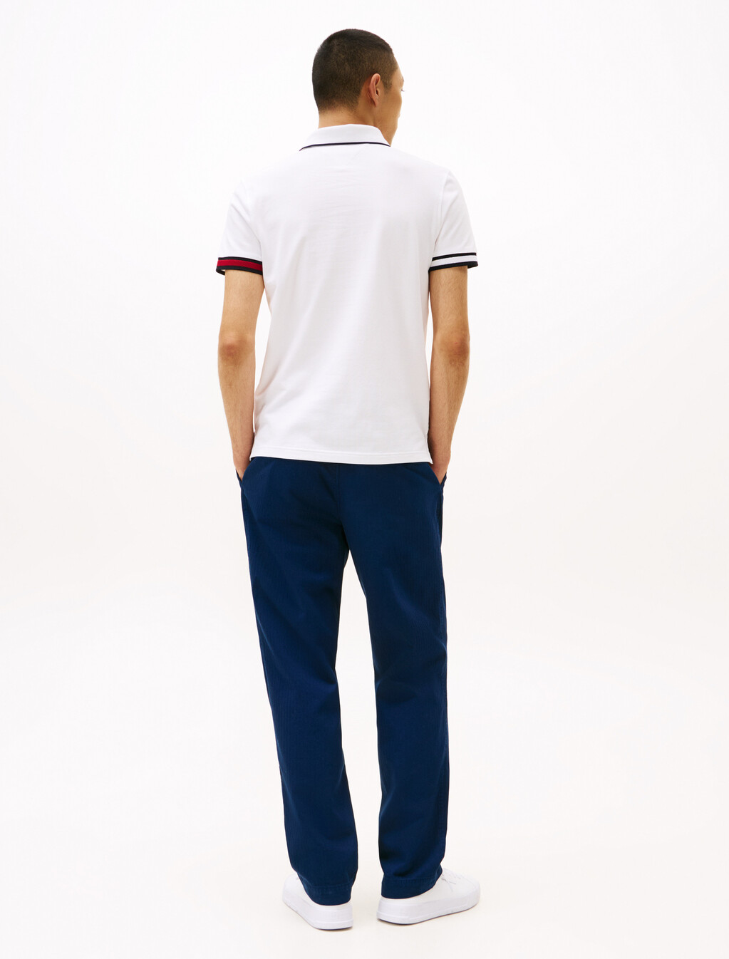 Slim Fit Signature Cuff Polo Shirt, White, hi-res