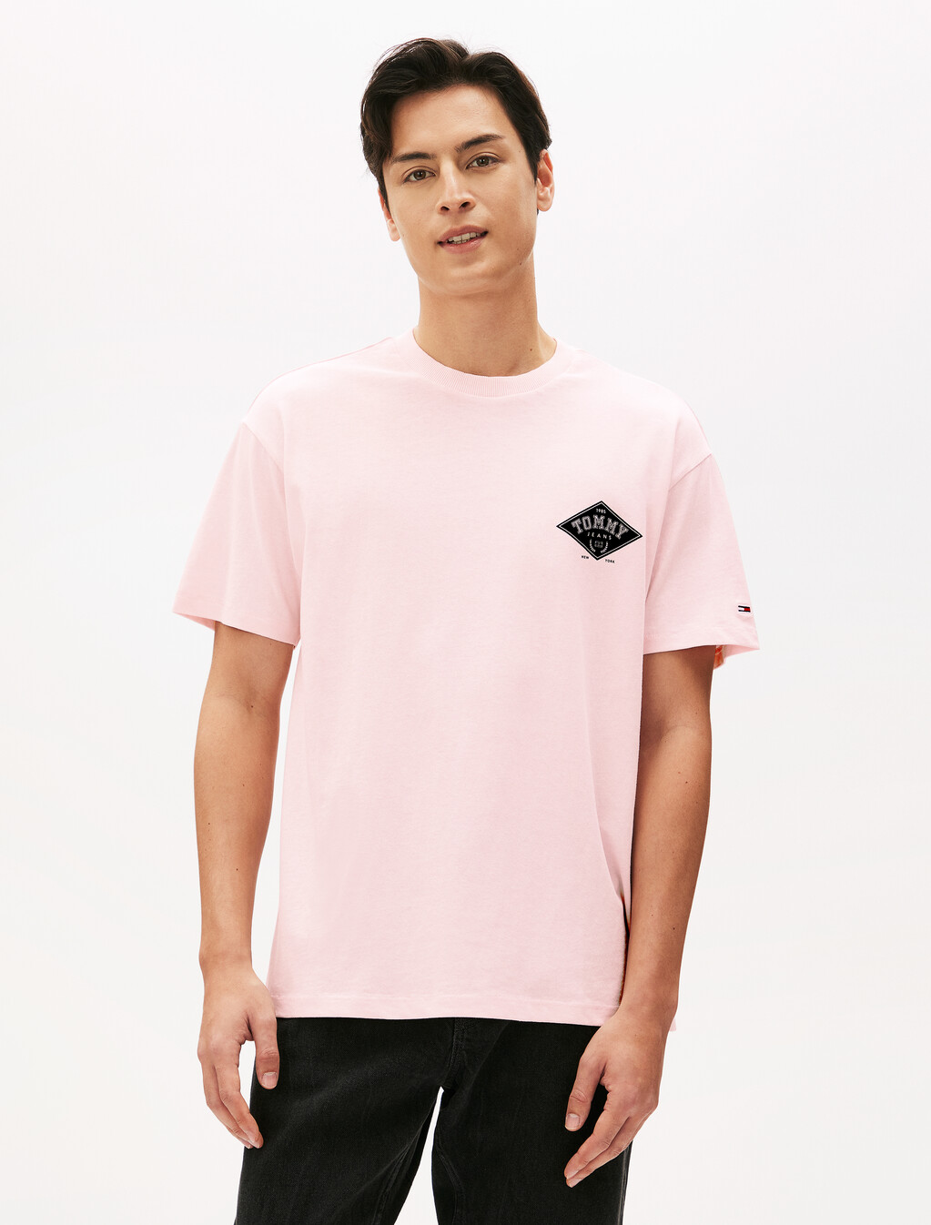 學院風圖案寬鬆 T 恤, Precious Pink, hi-res