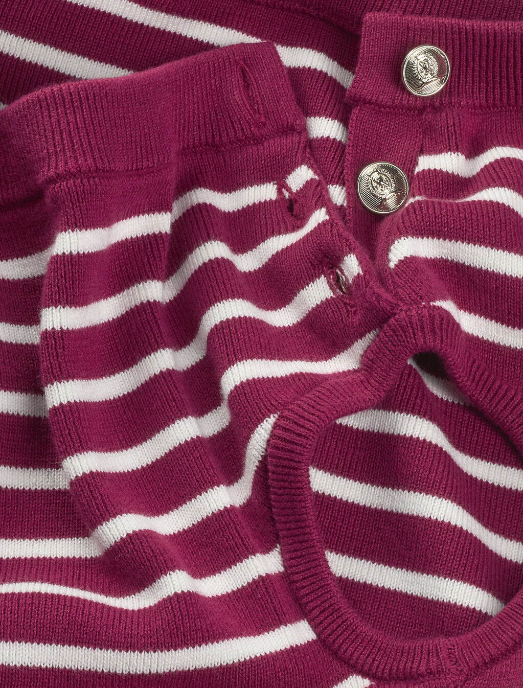 Off-The-Shoulder Cap Sleeve Jumper, Brilliant Berry / Stripe, hi-res