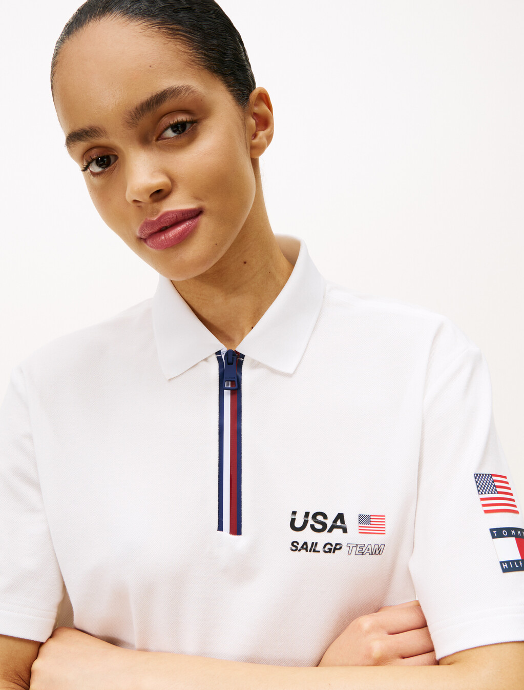 Tommy x U.S. Sail GP Team Pique Relaxed Fit Polo Shirt, Ecru, hi-res