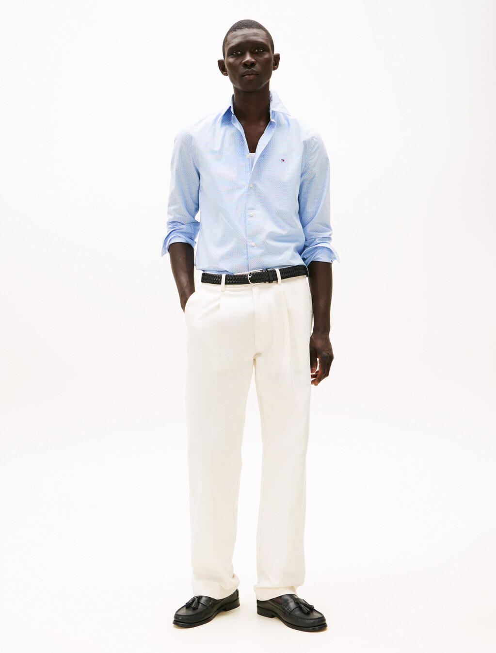 TH Flex Poplin Micro Print Shirt, Cloudy Blue, hi-res