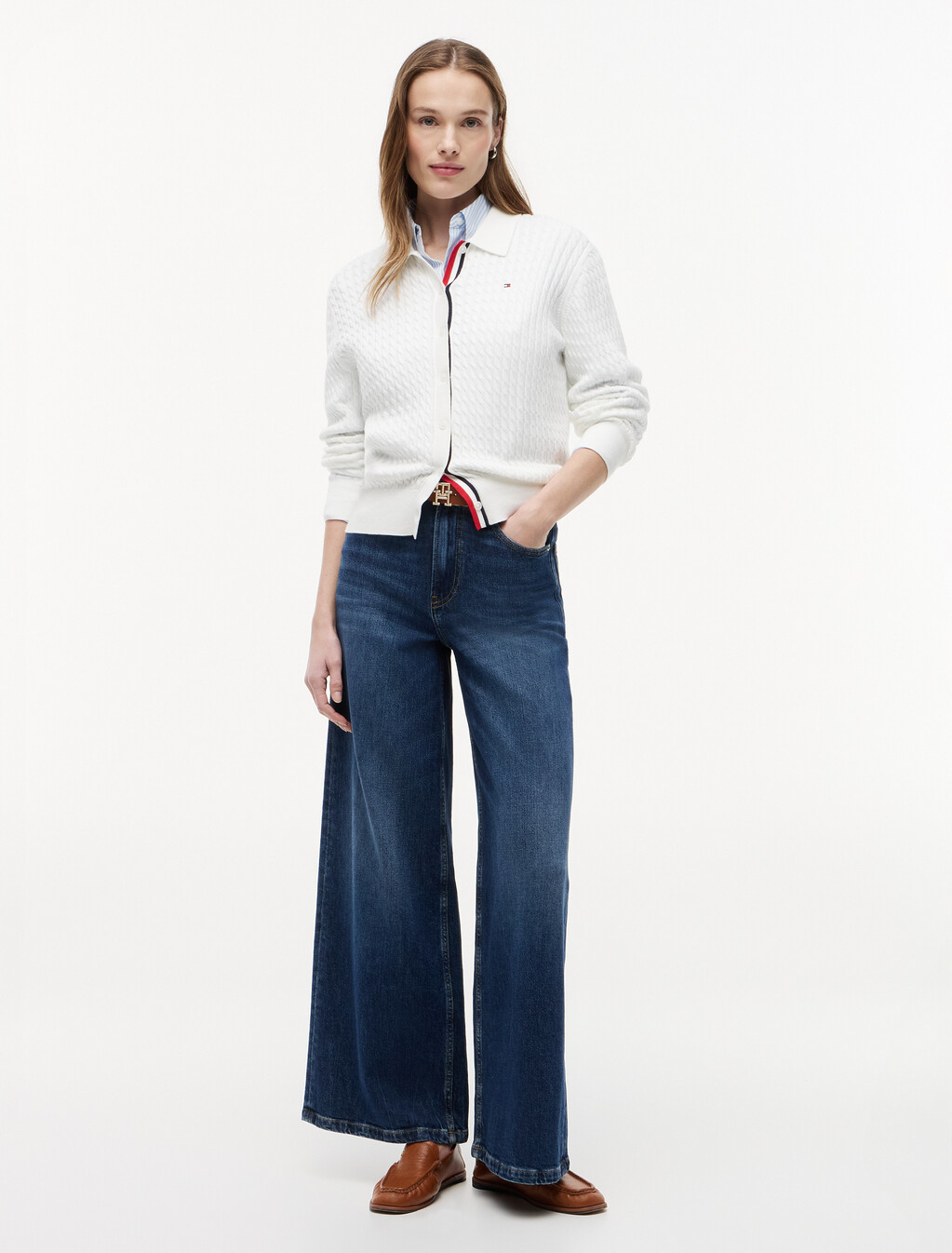 Asia Fit Fine Gauge Cardigan, Ecru, hi-res