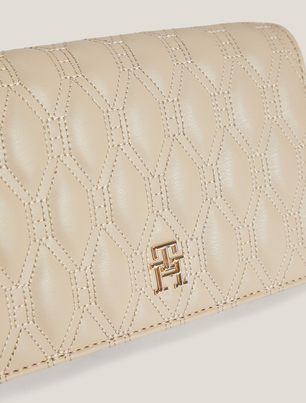 TH Monogram Diamond Quilted Crossover Bag, Beige, hi-res