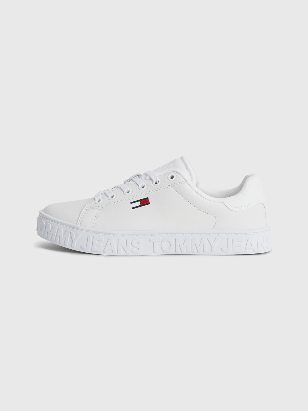 LOGO MIDSOLE LEATHER TRAINERS, White, hi-res