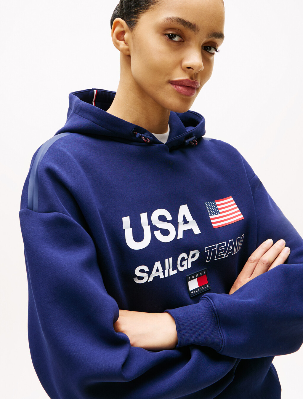 Tommy x U.S. Sail GP Team Interlock Knit Hoody, Yale Navy, hi-res