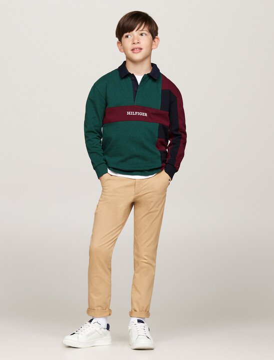 Colour-Blocked Long Sleeve Regular Polo Shirt