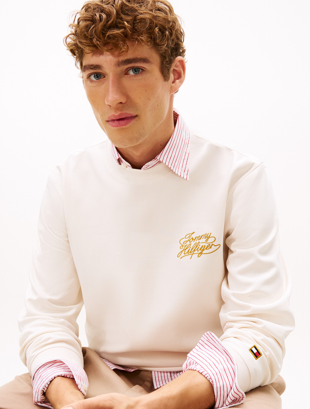 Heavy Twill Crewneck Sweatshirt, Ivory Petal, hi-res