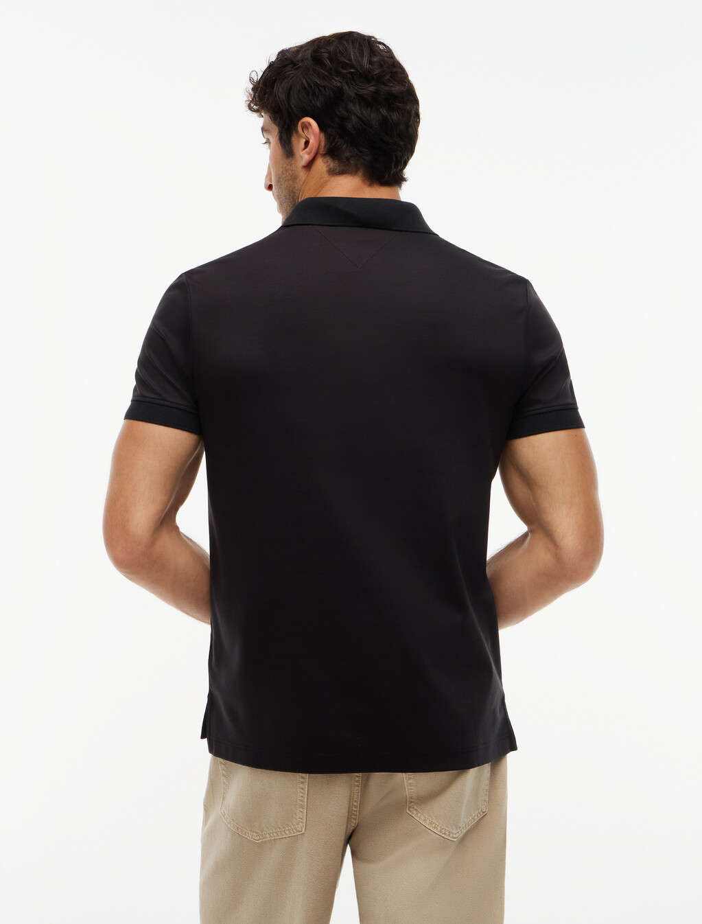 Regular Fit Interlock Knit Polo Shirt, Black, hi-res
