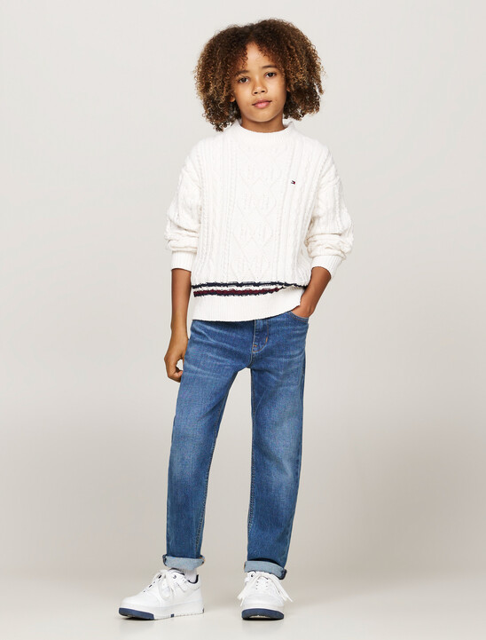 Global Stripe Chenille Cable Knit Jumper