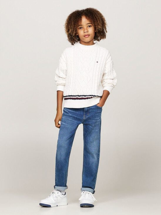 Global Stripe Chenille Cable Knit Jumper