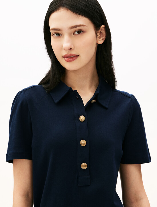 金色鈕扣 Polo 連身裙