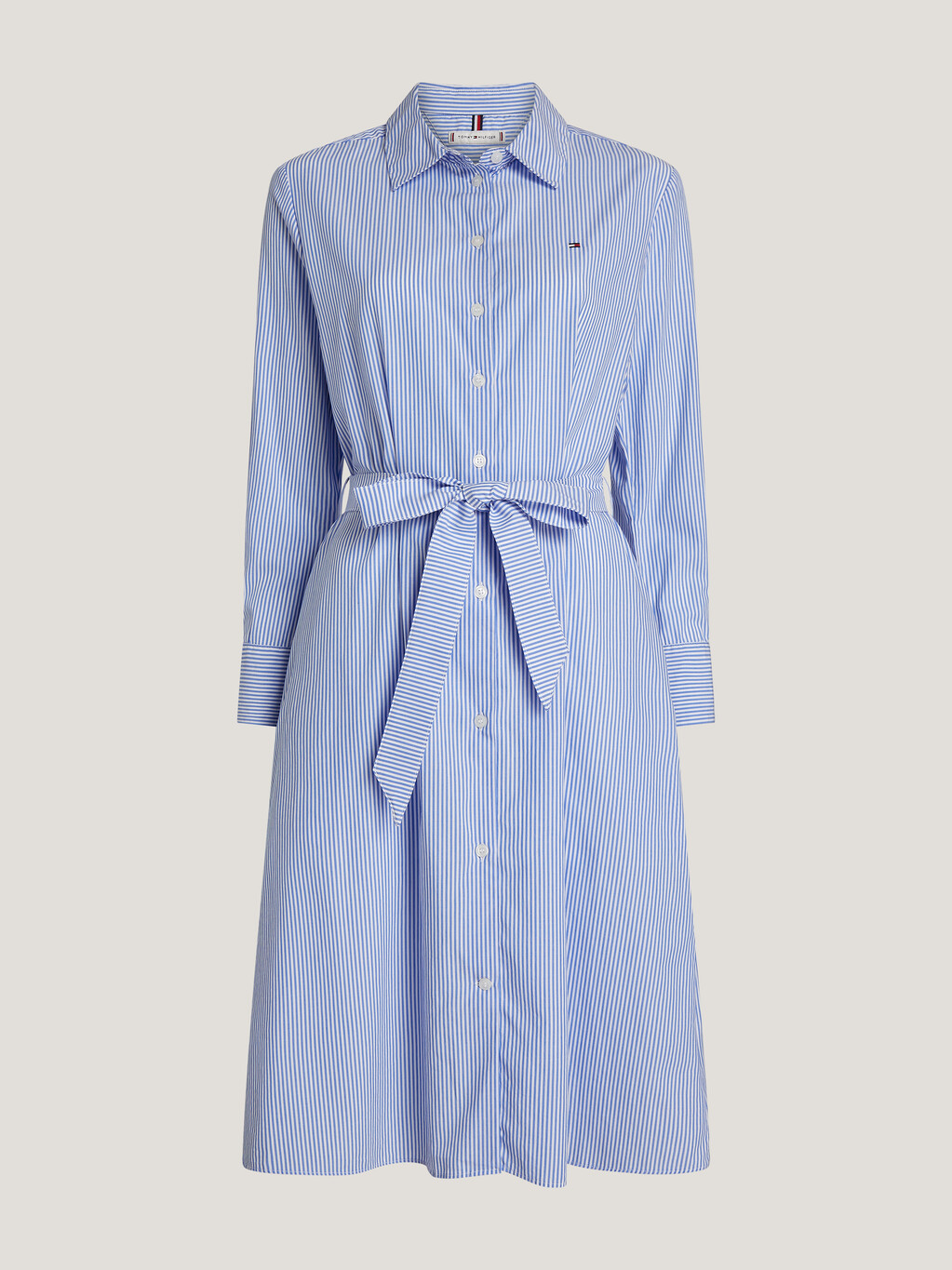 條紋束腰襯衫連身裙, Blue Spell Ithaca Stp, hi-res