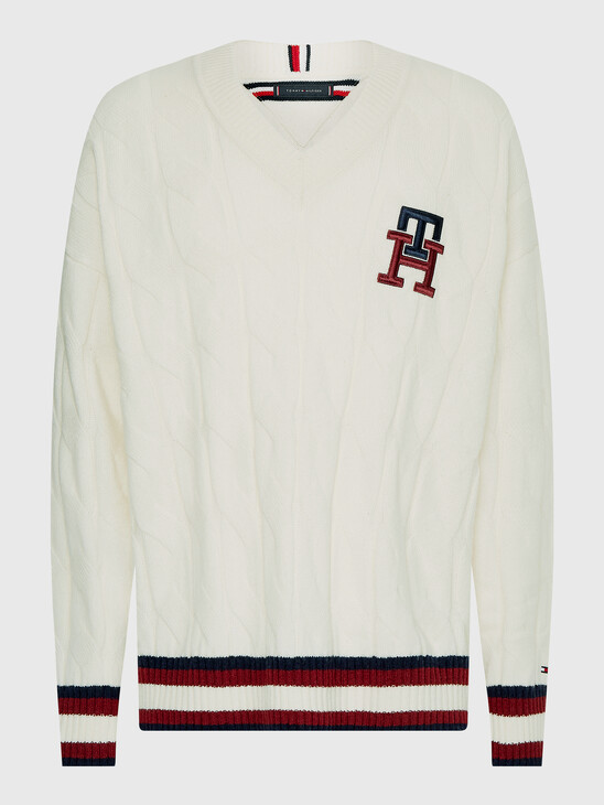 TH MONOGRAM CABLE KNIT RELAXED JUMPER