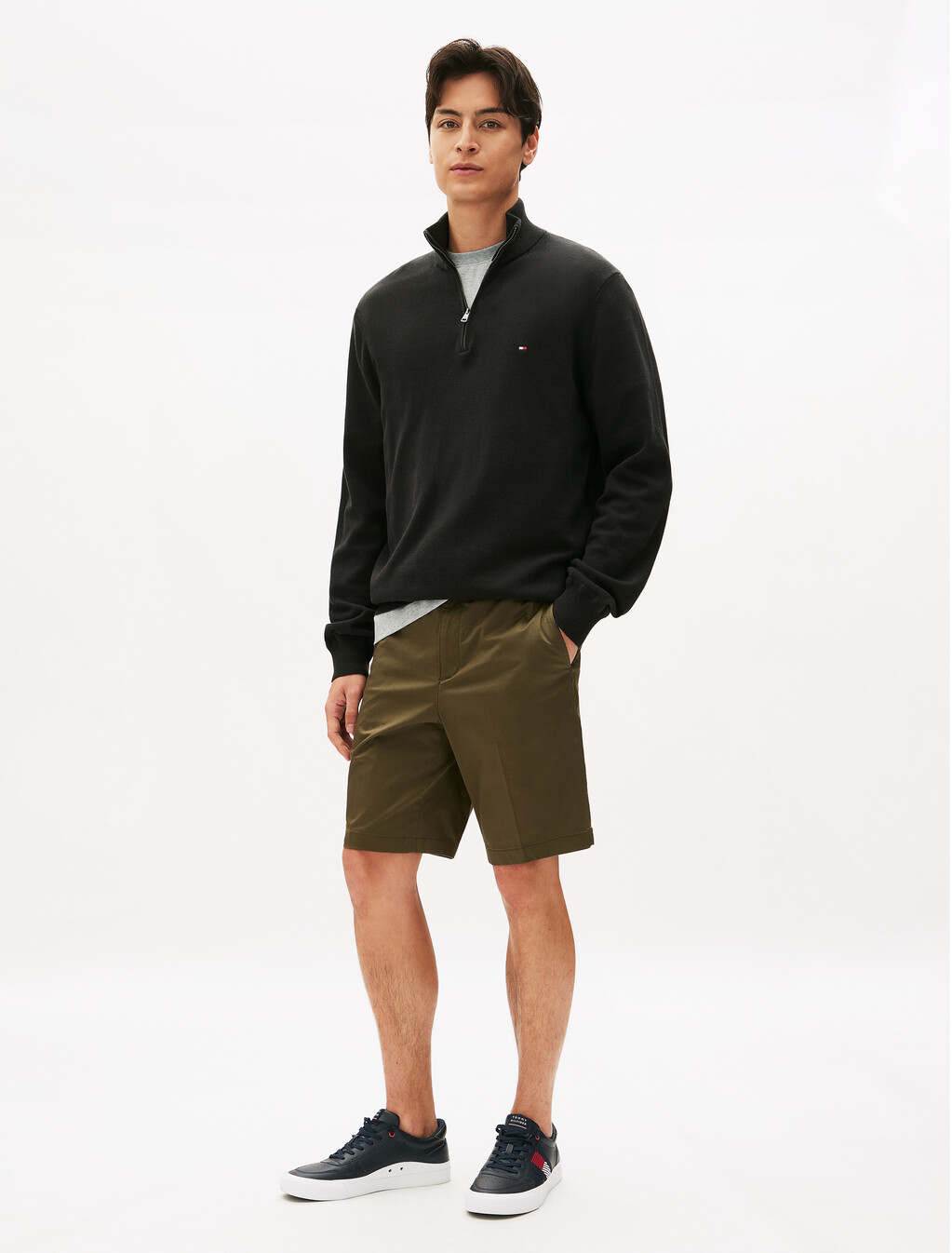Hilfiger 壓花標誌 T 恤, Light Grey Heather, hi-res