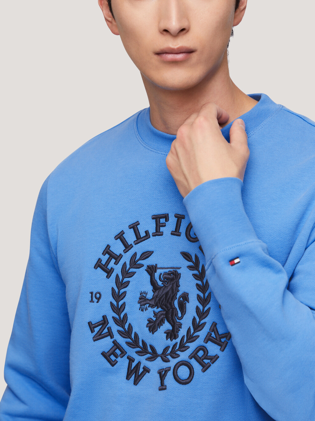 Oversized Crest Logo Sweatshirt, Blue Spell, hi-res