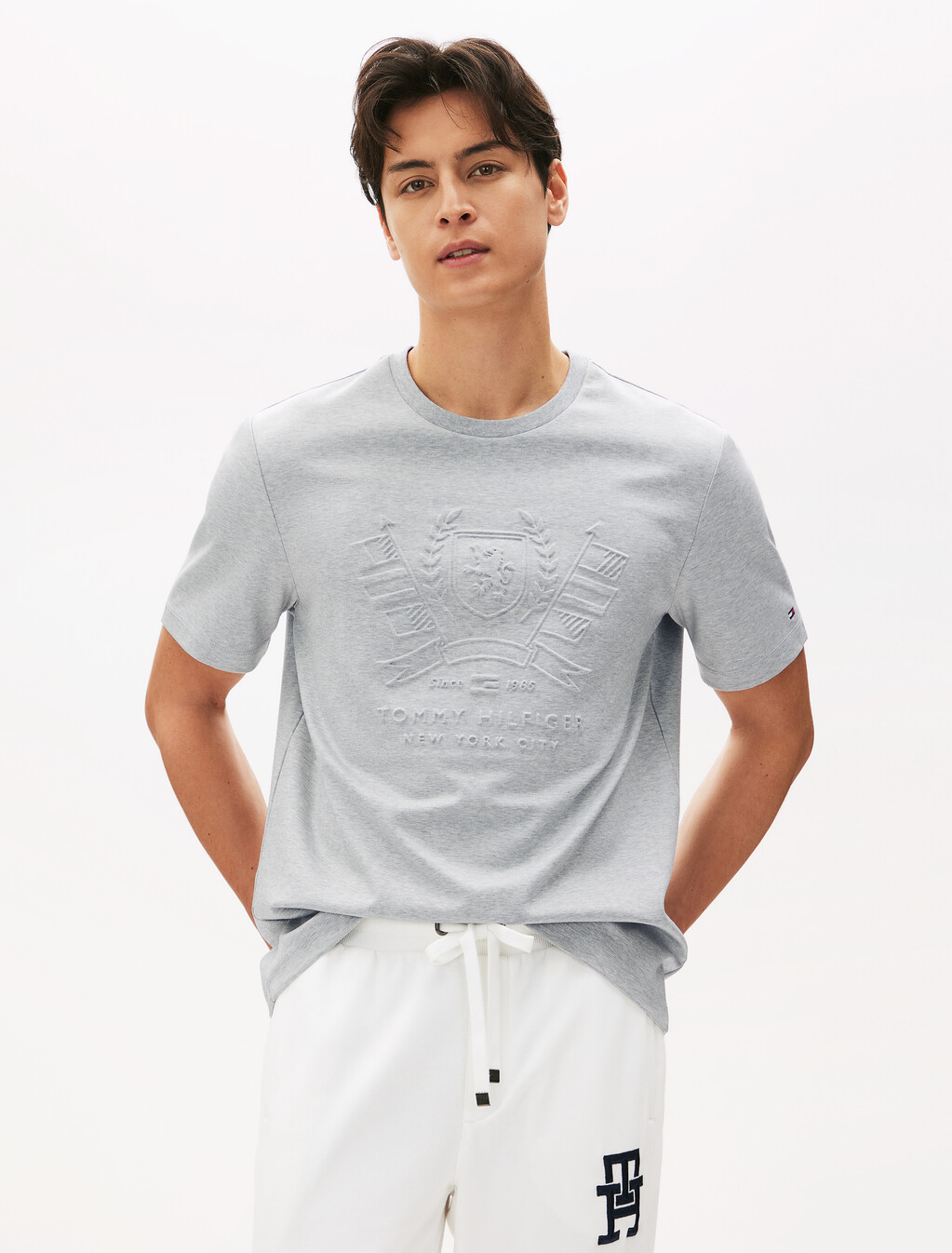 Embossed Icon Graphic T-Shirt, Light Grey Heather, hi-res