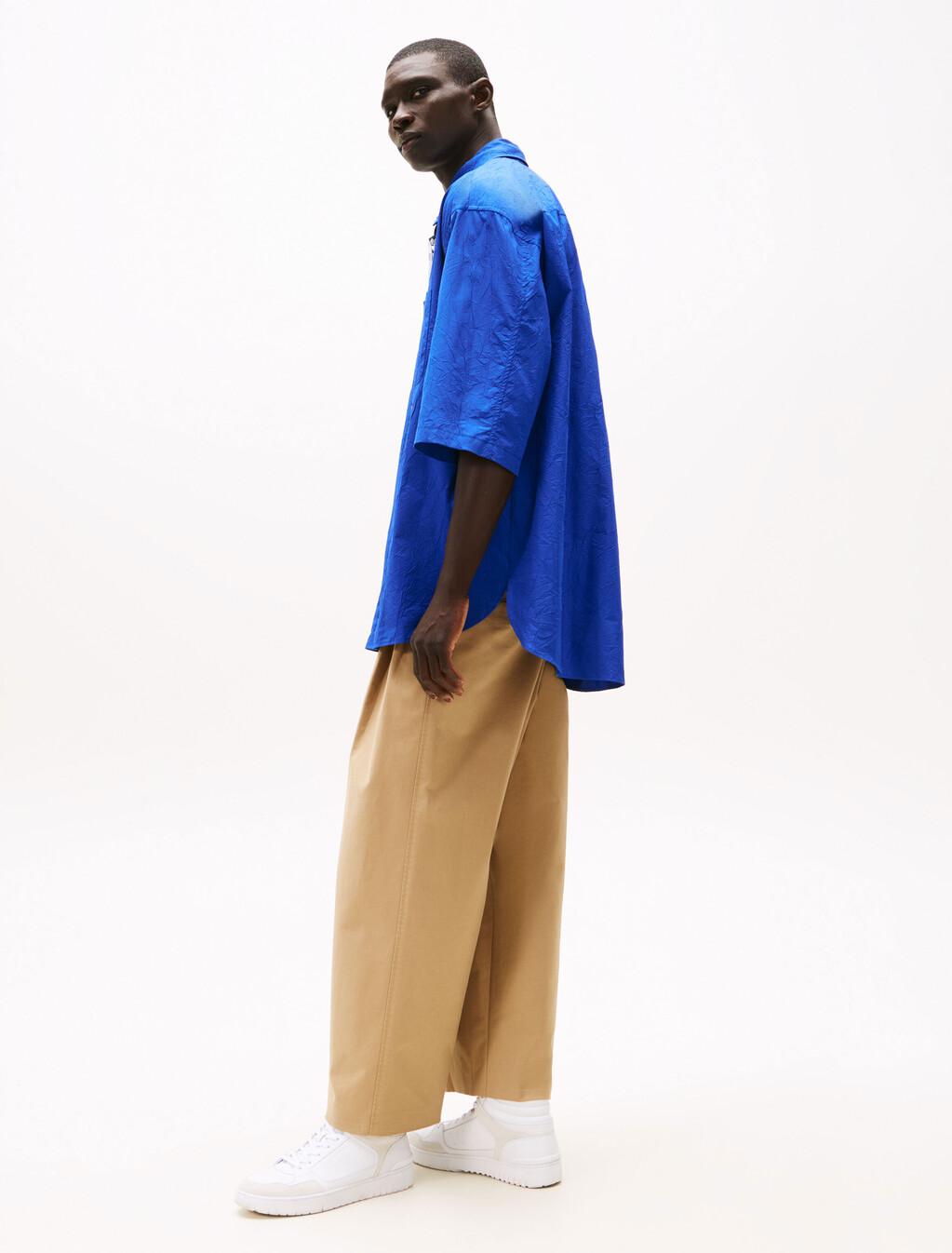 The Runway Collection Oversized Crinkle Shirt, Brave Blue, hi-res
