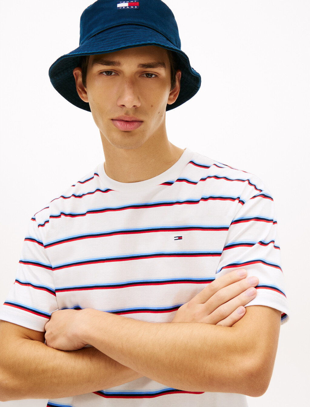 Hilfiger Flag Stripe Relaxed Jersey T-Shirt, Ecru Stripe, hi-res