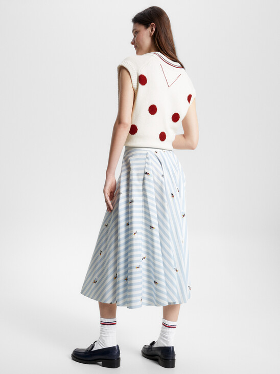DISNEY X TOMMY ITHACA STRIPE FIT AND FLARE SKIRT