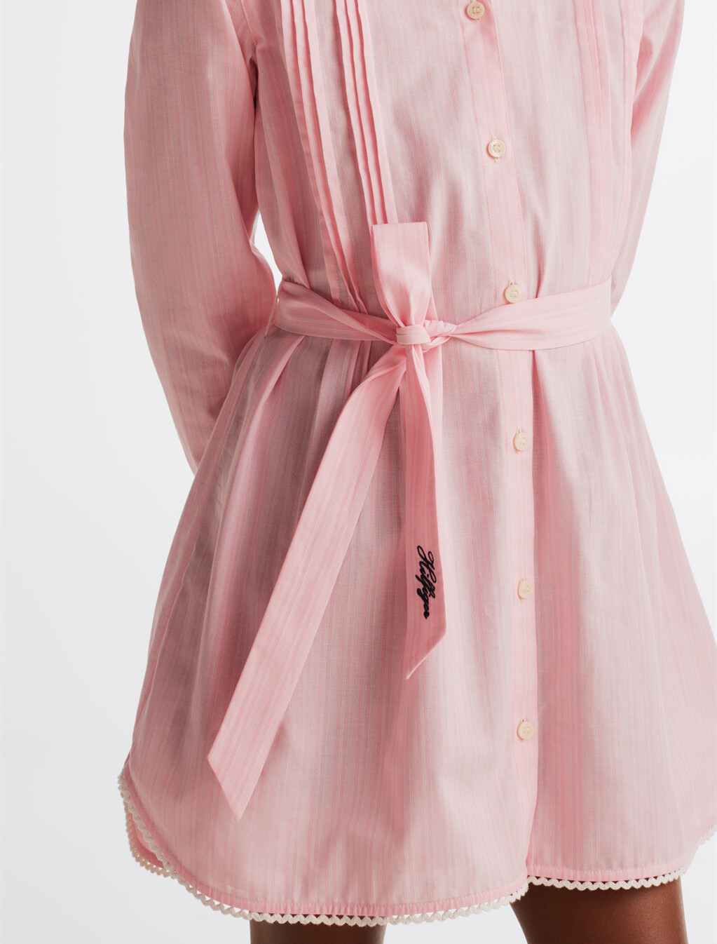 條紋襯衫連身裙, White Base Pink Sugar Stripe, hi-res