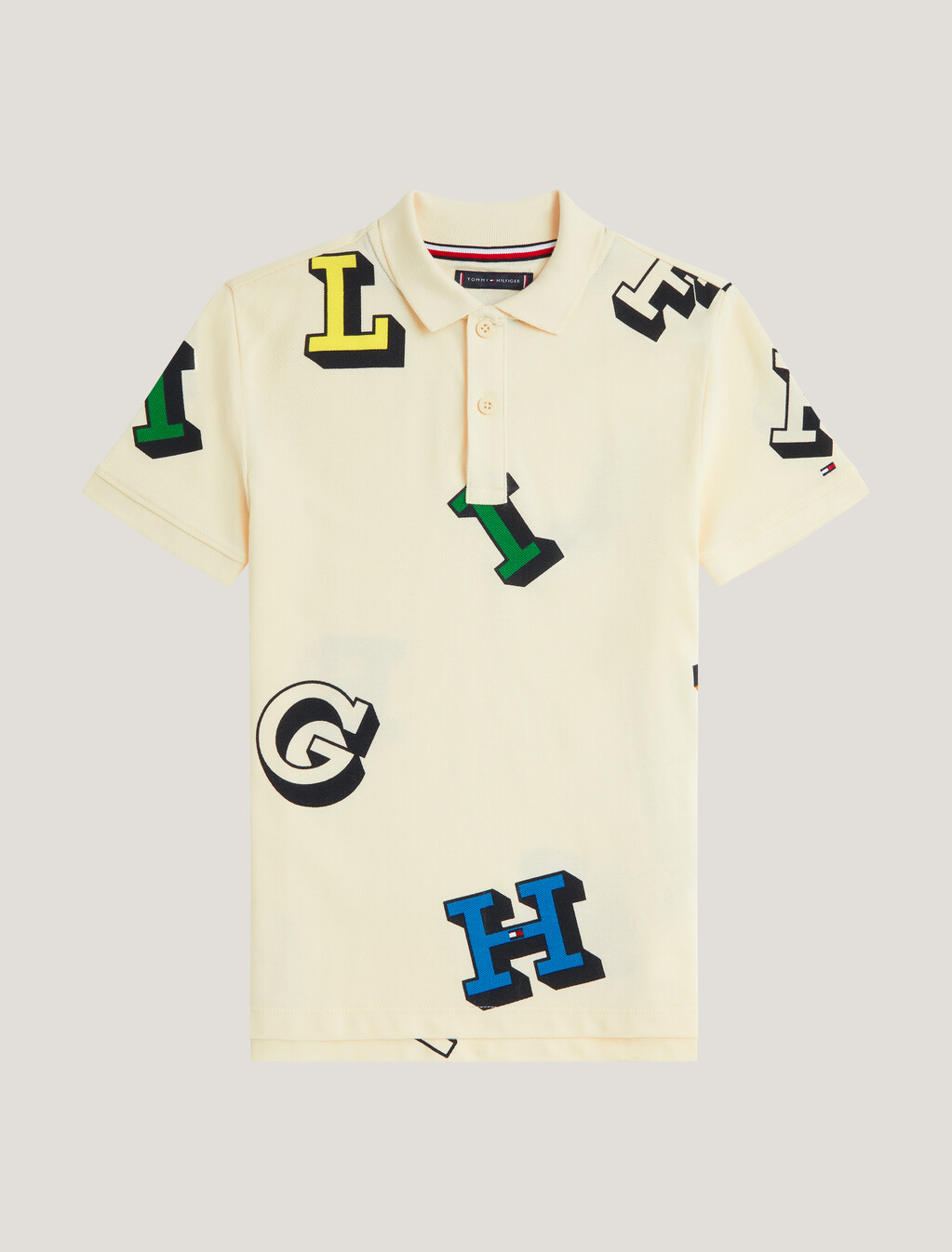 Boys Letter Print Polo, Calico, hi-res
