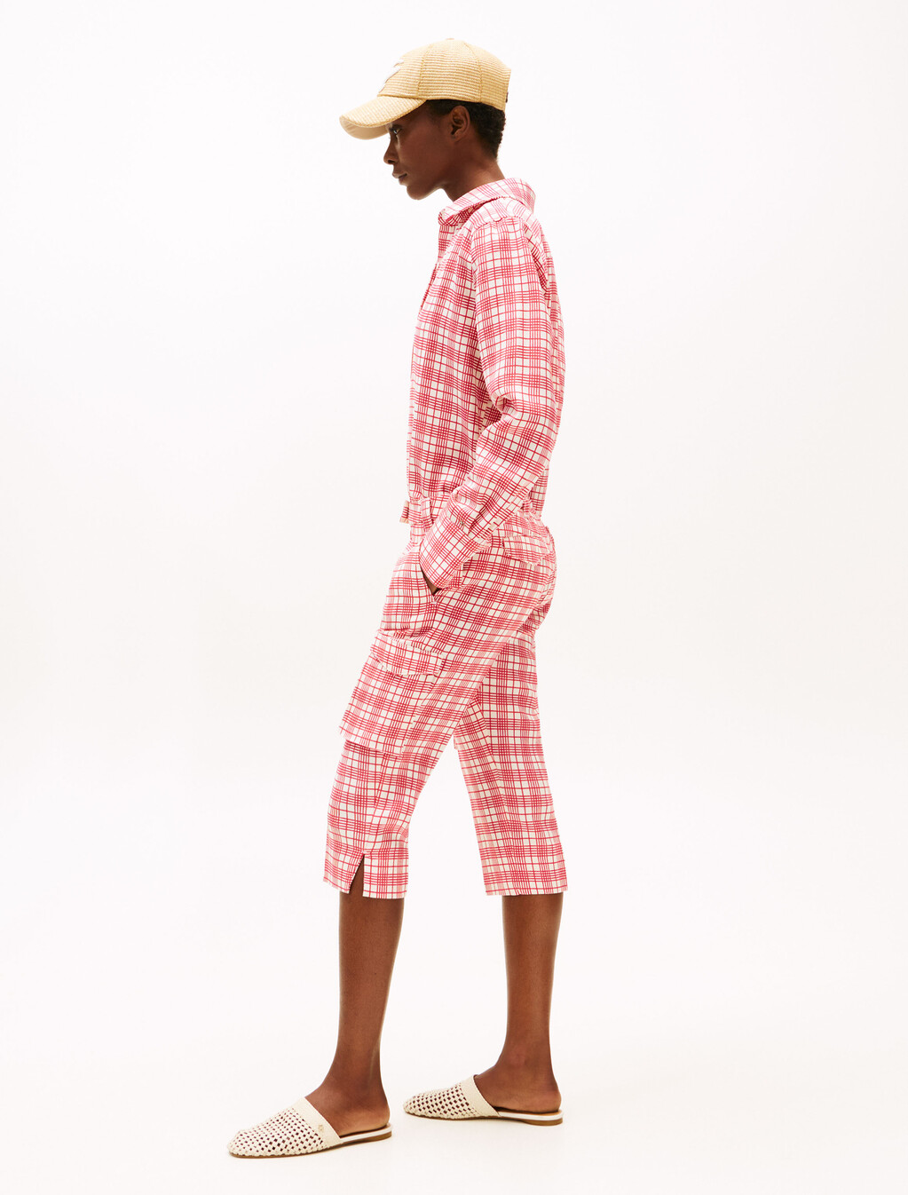 The Runway 系列修身格紋工裝長褲, Cream/Red Check, hi-res