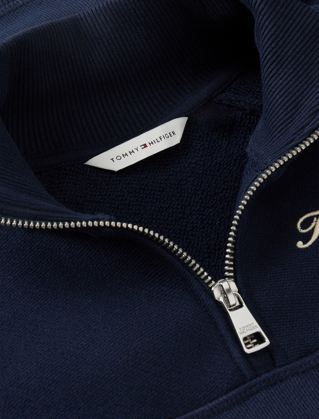 Logo Relaxed Terry Quarter-Zip Sweatshirt, Dark Blue, hi-res