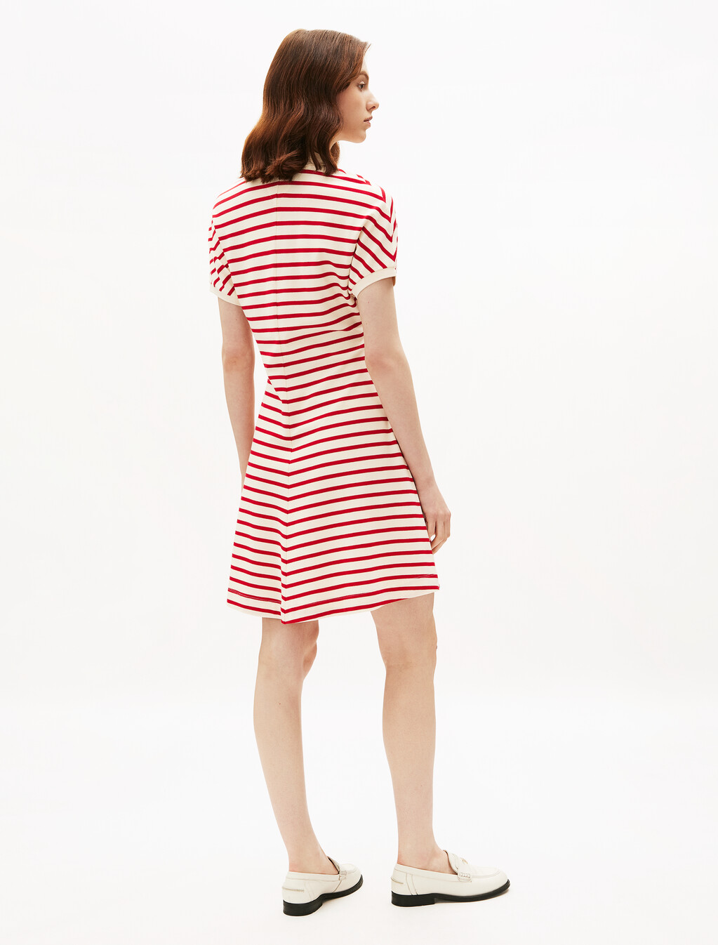 Asia Fit Lyocell Fit & Flare Polo Dress, Calico/Primary Red M Stp, hi-res