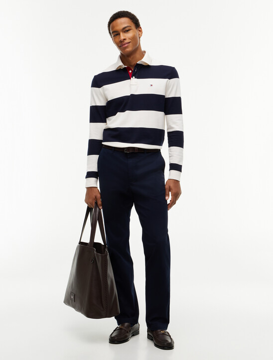 Rugby Stripe Long Sleeve Polo Shirt