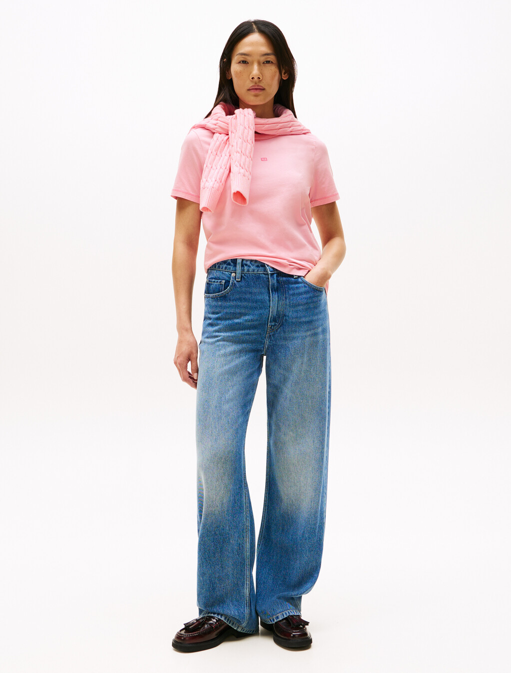 同色調旗幟圓領 T 恤, Classic Pink, hi-res