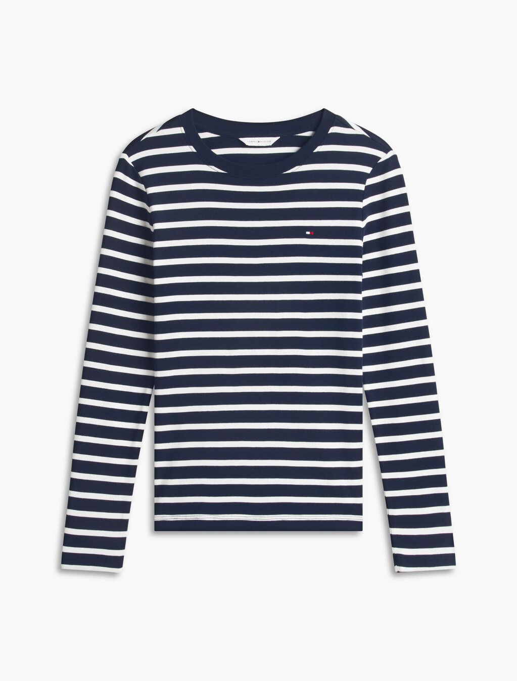 Slim Crew Neck Long Sleeve T-Shirt, Breton Stp Vessel Blue / Burgundy, hi-res