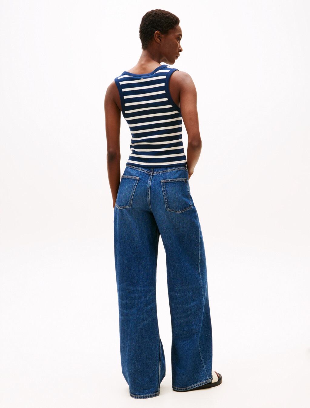 Henley Slim Tank Top, Dark Night Navy/Calico Stp, hi-res