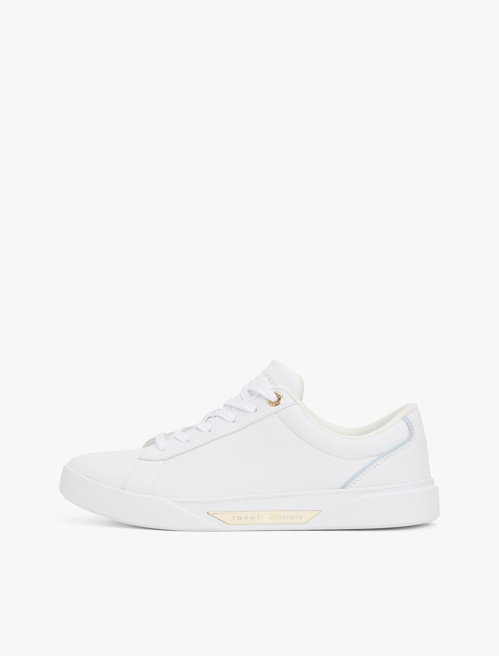 Leather Court Trainers, White, hi-res