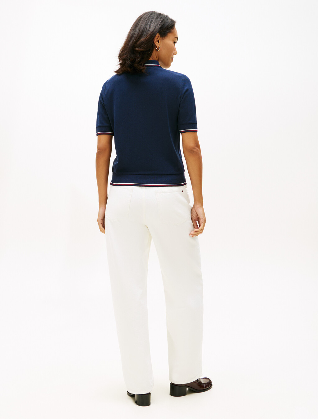 標準版型珠地拉鍊Polo 衫, Dark Night Navy, hi-res