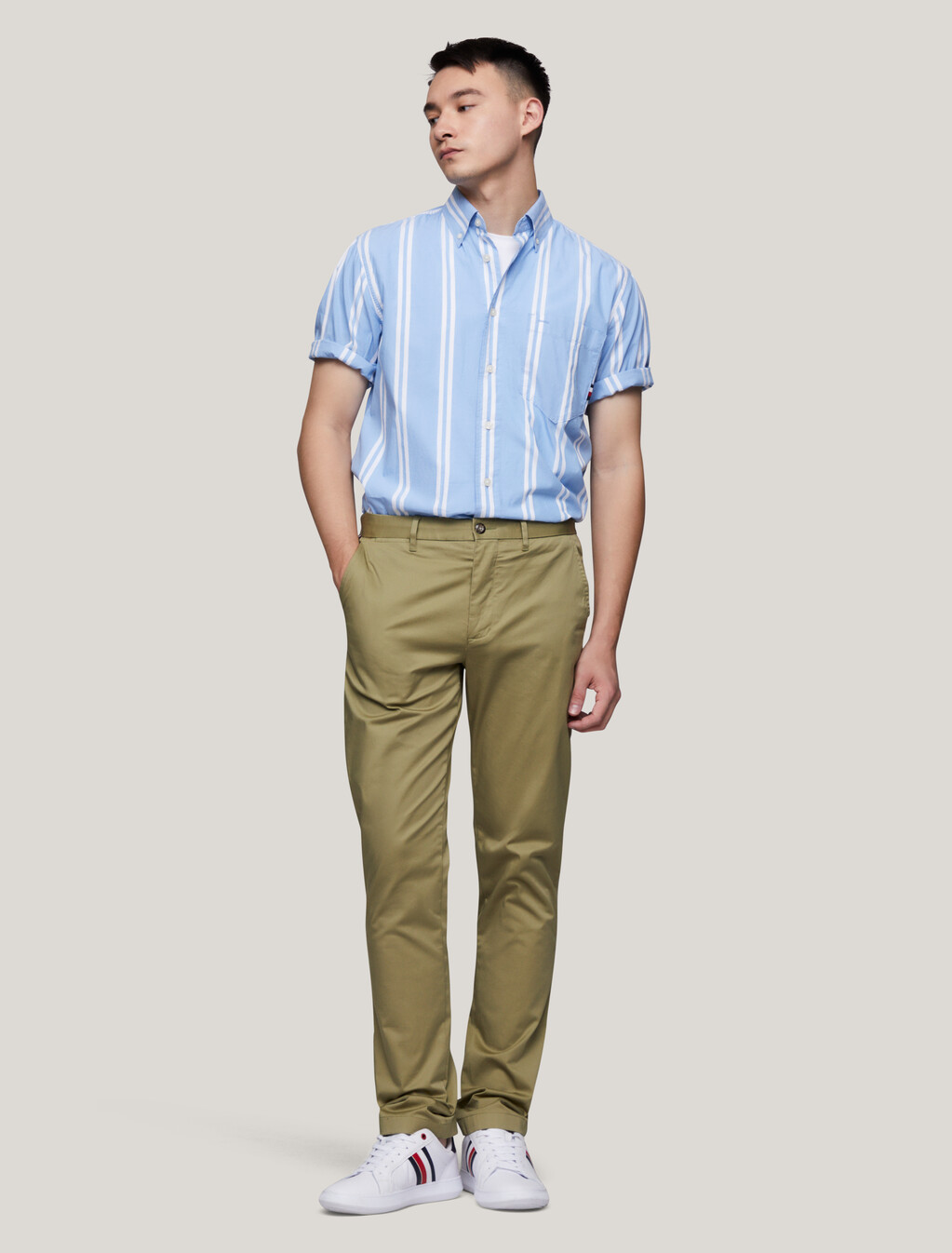 Denton Chino Straight Fit Stretch Pants, Faded Olive, hi-res