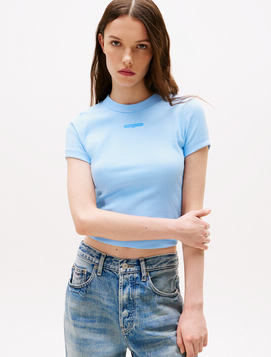 Script Logo Rib Knit T-Shirt
