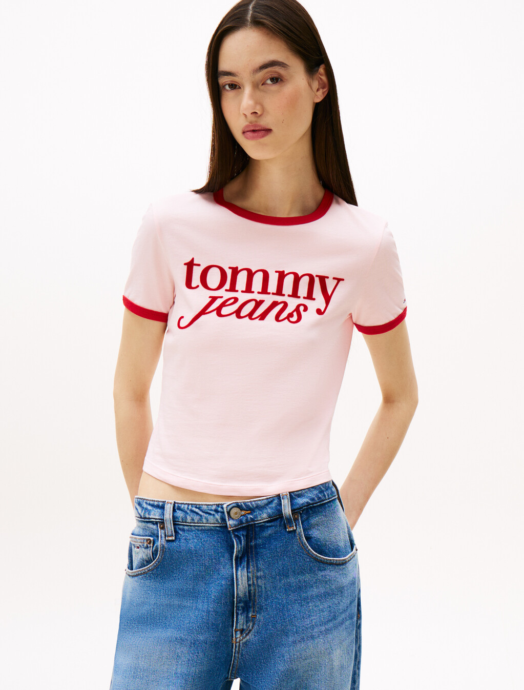 Logo Slim Ringer T-Shirt, Precious Pink, hi-res