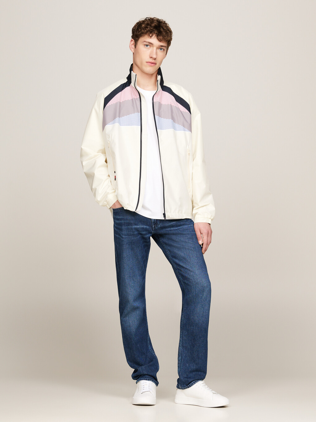 Water Resistant Colour-Blocked Regular Portland Jacket, Calico Allover Print, hi-res
