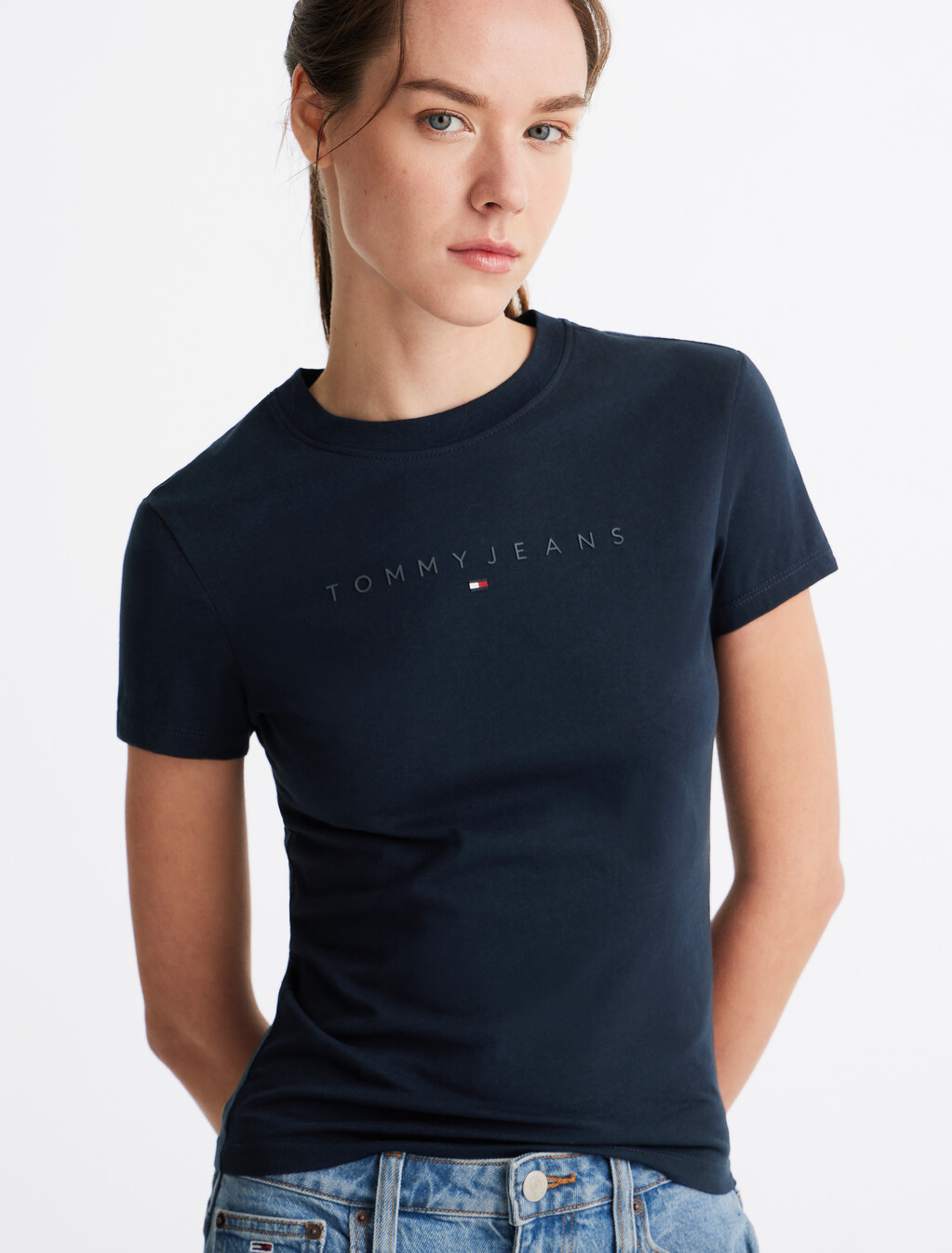 Small Linear Logo T-Shirt, Dark Night Navy, hi-res