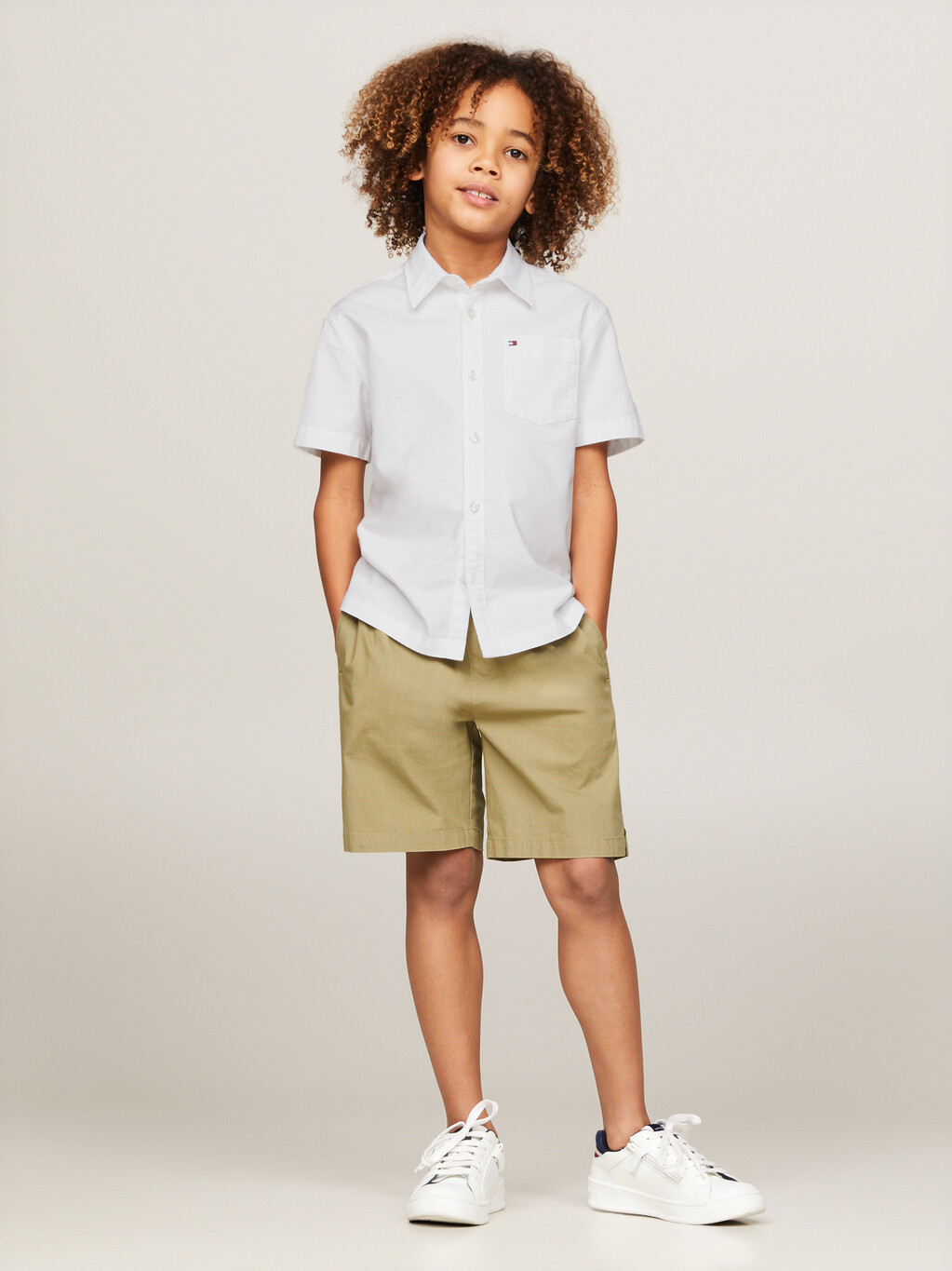 Essential Short Sleeve Oxford Shirt, White, hi-res