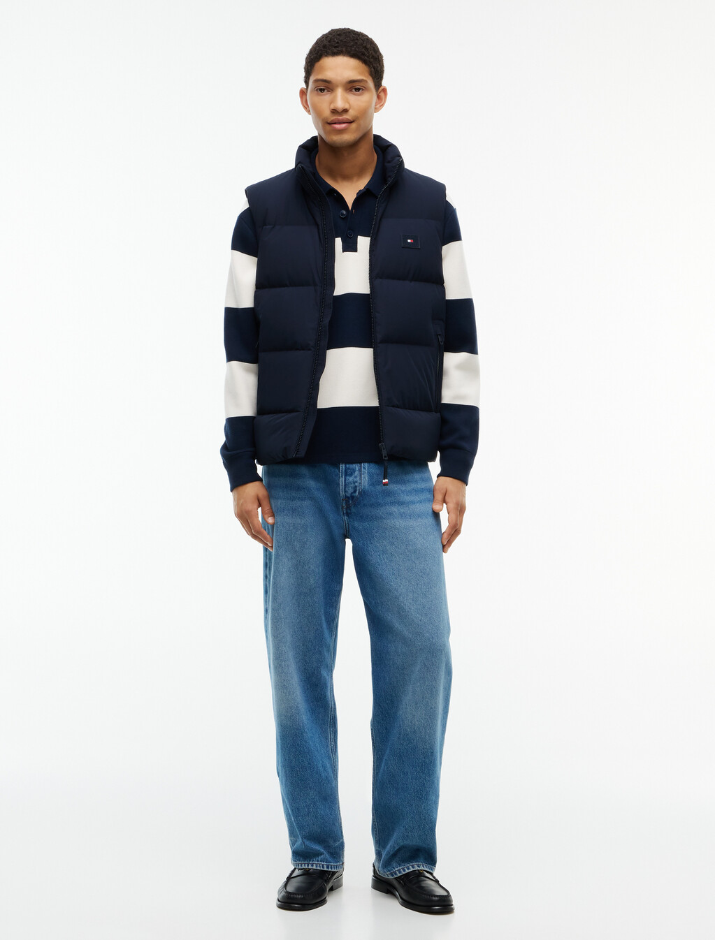 Logo Down Zip-Thru Gilet, Navy Blue, hi-res
