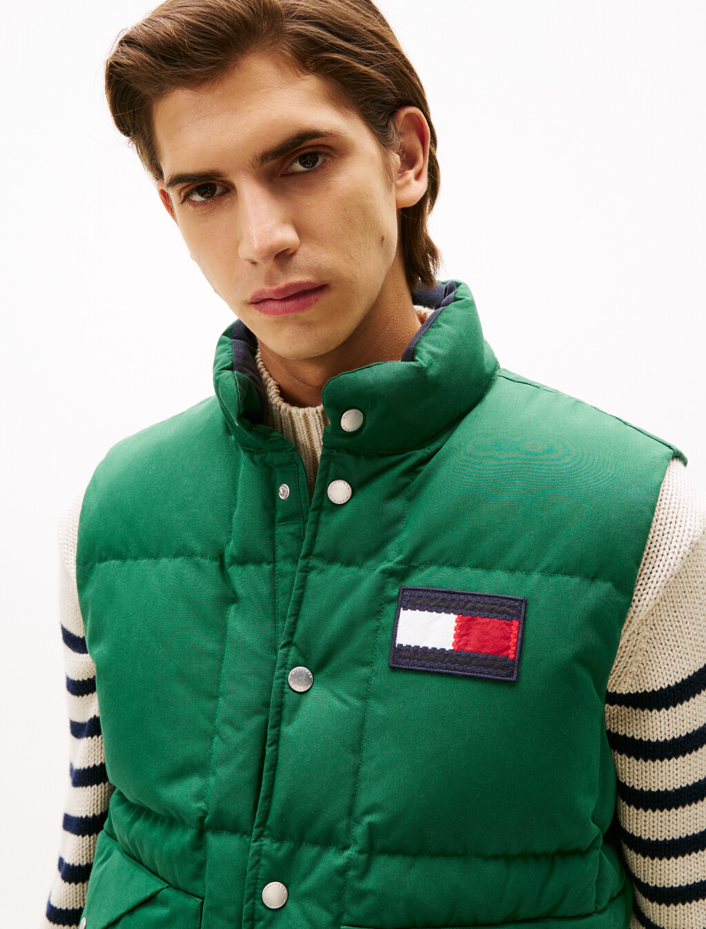 Water Repellent Square Down Gilet, Ornamental Green, hi-res