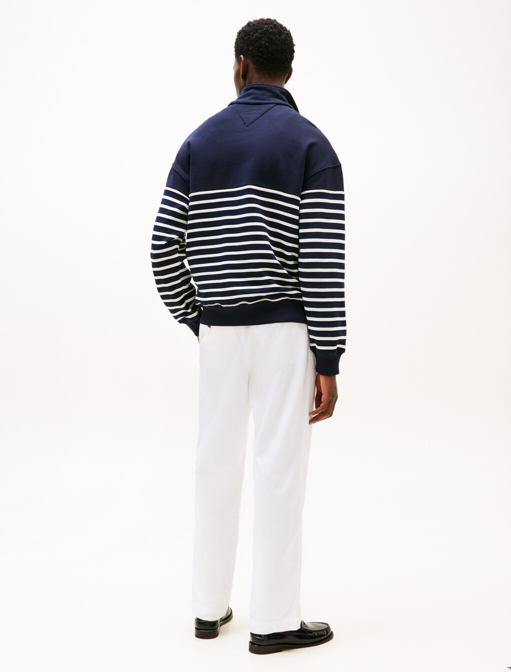 Stripe Half-Zip Relaxed Sweatshirt, Desert sky/ Ivory petal, hi-res