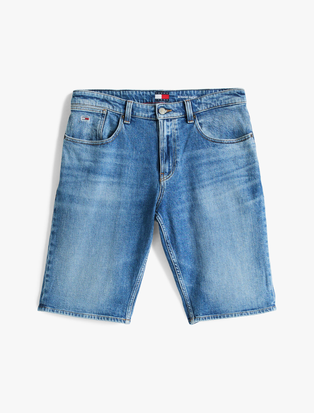 Ronnie 褪色修身牛仔短褲, Denim Medium, hi-res