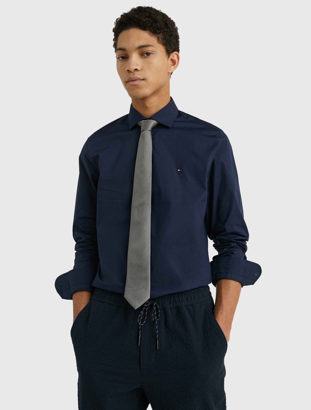 TH Flex Poplin Shirt, Navy Blazer, hi-res