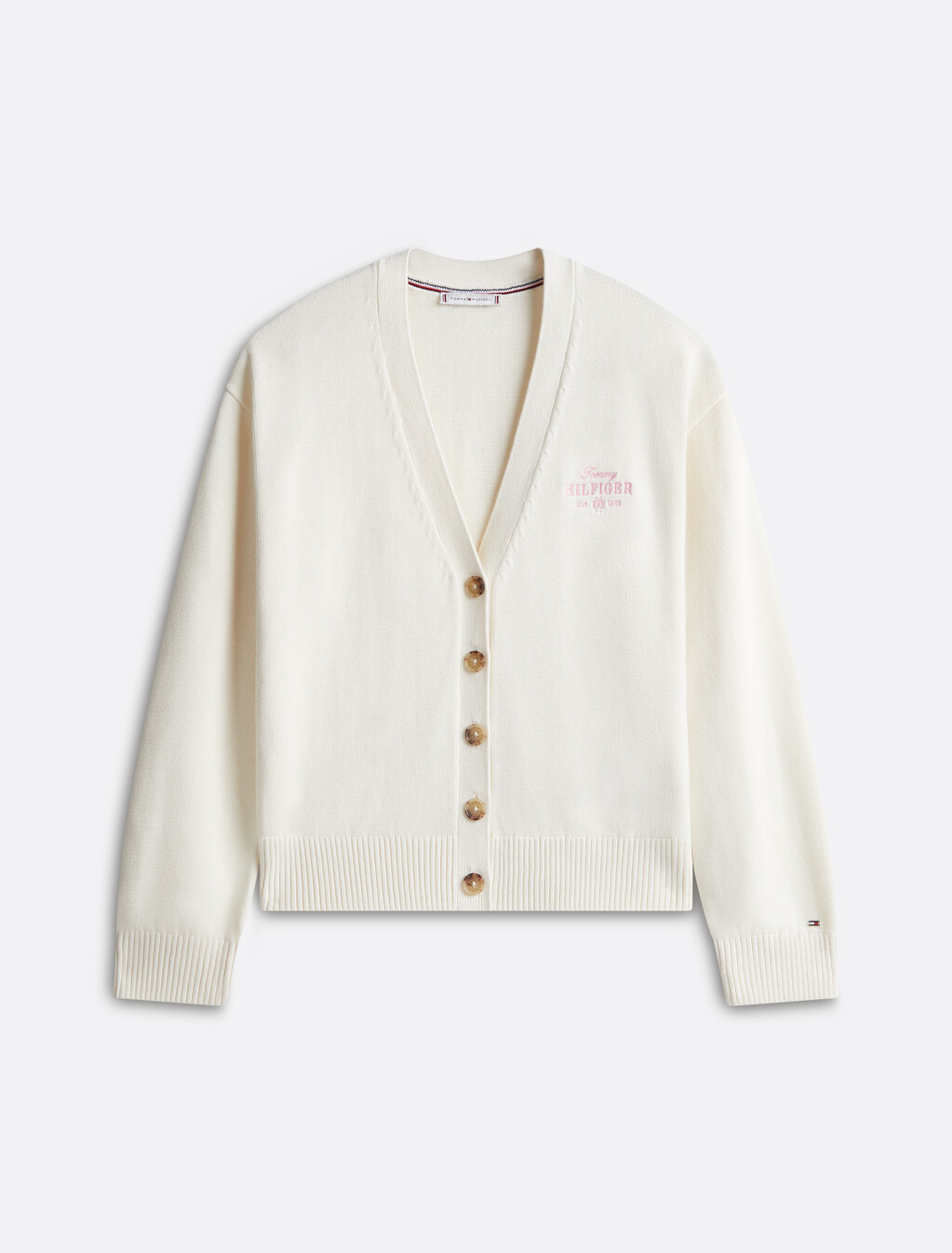 Asia Fit V Neck Cardigan, Ivory Petal, hi-res