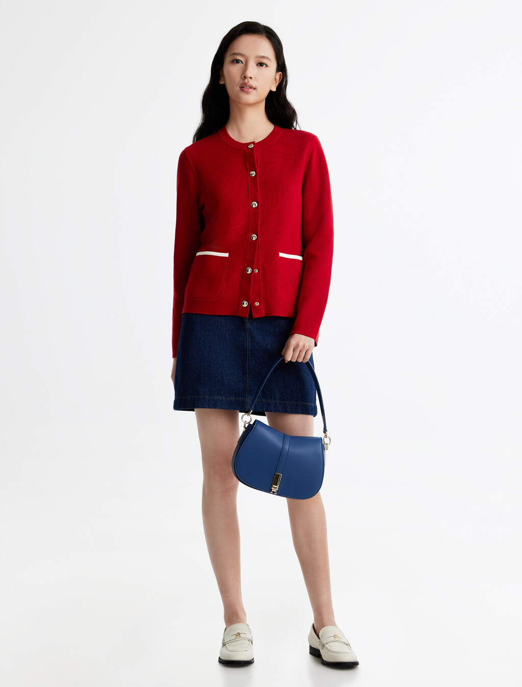 Reversible Crewneck Cardigan, Arizona Red, hi-res