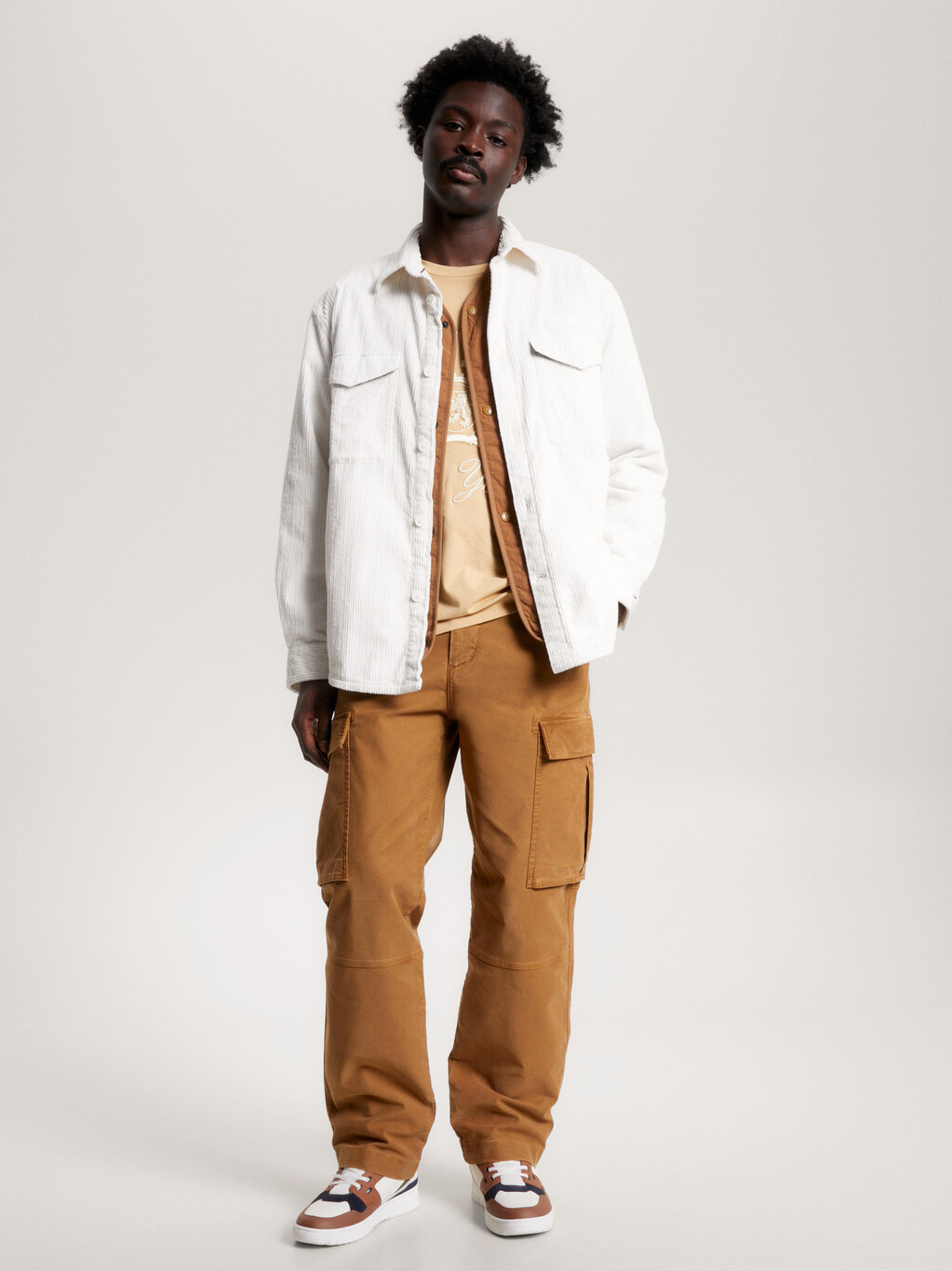 Logo Archive Fit Corduroy Overshirt, Ancient White, hi-res